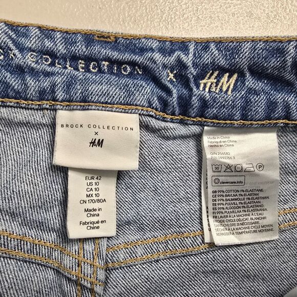 H&M Jeans Women's 10 Blue Medium Wash High Rise Brock Collection Straight - Picture 3 of 16